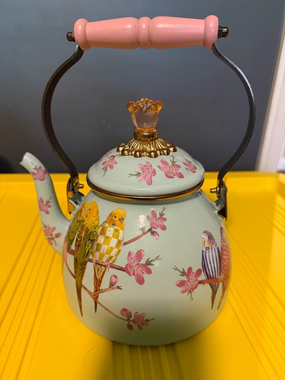 MacKenzie-Childs Parakeet Party “SOLD OUT” “Rare” Tea Kettle